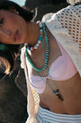 Turquoise Long Fish Charm Necklace - Hannah B by Hannah Bender