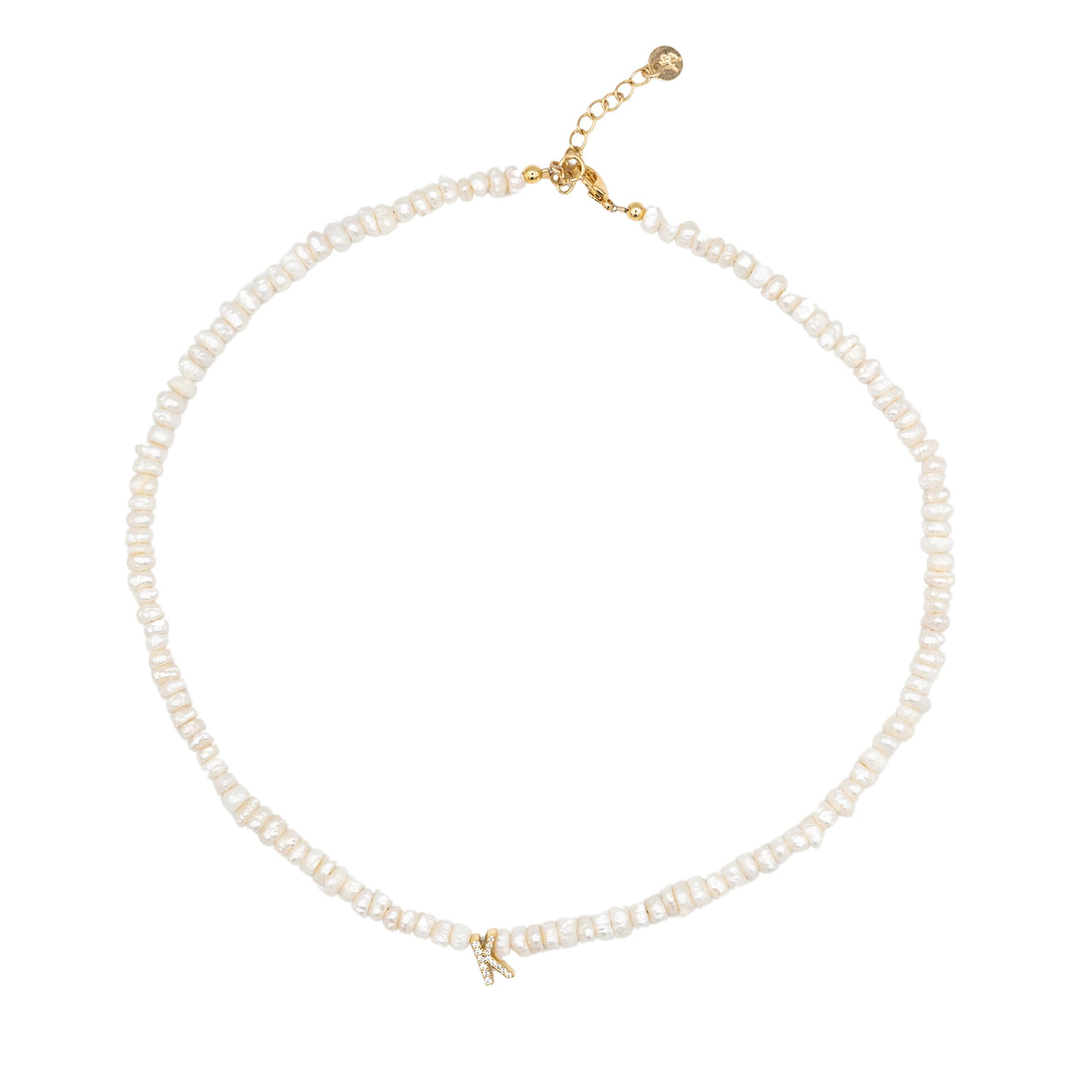 The CZ Stone Letter Pearl Necklace