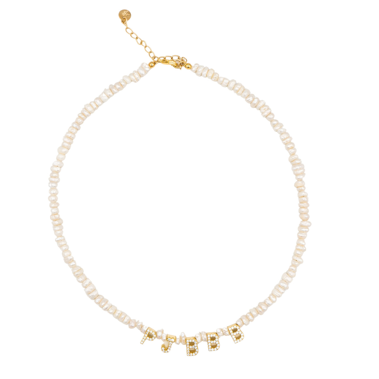 The CZ Stone Letter Pearl Necklace